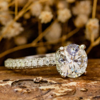 Round Moissanite Pave Basket Petite Hidden Halo Ring