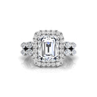 Emerald & Marquise CZ Stone Halo Double Band Ring
