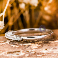 Delicate Dainty Round Moissanite Half Eternity Band