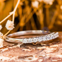 Delicate Dainty Round Moissanite Half Eternity Band