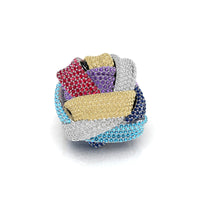 Multi Color Round Cut CZ Stone Designer Knot Cocktail Ring For Party Wear