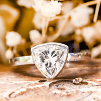 Trillion Moissanite Bezel Set Solitaire Engagement Ring