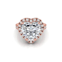 Heart Shape CZ Stone Halo Engagement Ring
