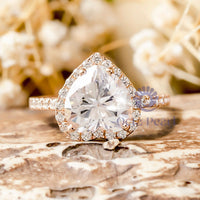 Heart Shape CZ Stone Halo Engagement Ring