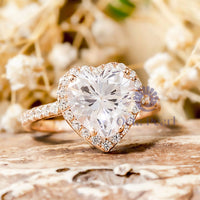 Heart Shape CZ Stone Halo Engagement Ring