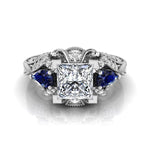 CZ Three Stone Art Deco Ring