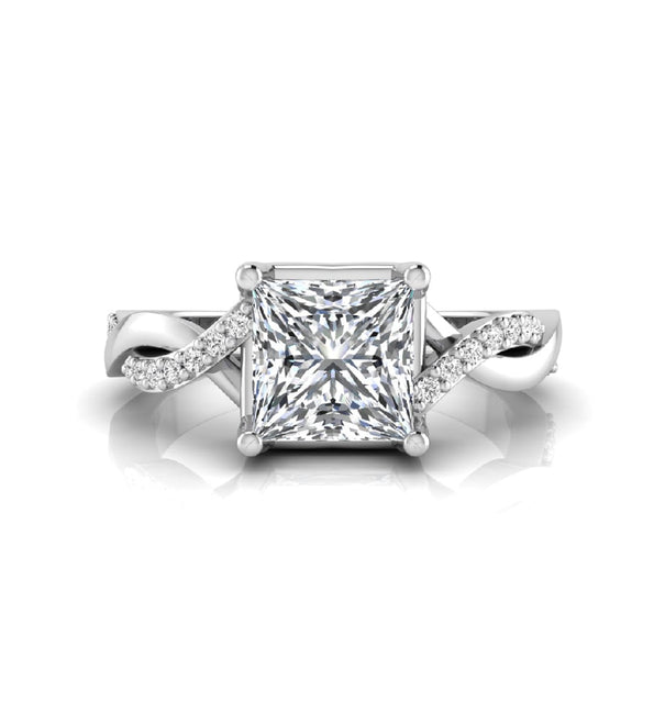 Princess Moissanite Twisted Shank Wedding Ring