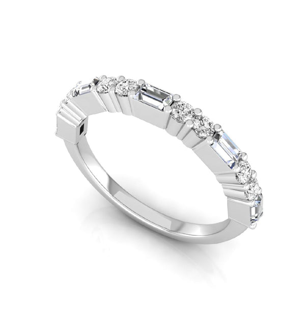 Dainty Half Eternity Band in Baguette & Round Stone