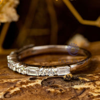 Baguette & Round CZ Stone Dainty Half Eternity Band