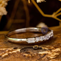 Baguette & Round CZ Stone Dainty Half Eternity Band