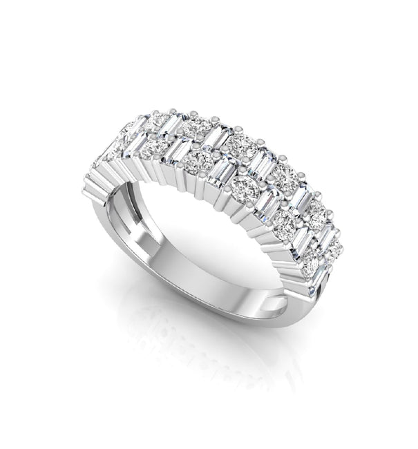 Baguette & Round Stone Half Eternity Band