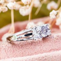 Baguette & Round CZ Stone Half Eternity Band