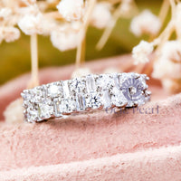 Baguette & Round CZ Stone Half Eternity Band