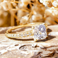 Princess & Round Moissanite Engagement Ring