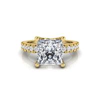 Princess & Round Moissanite Engagement Ring