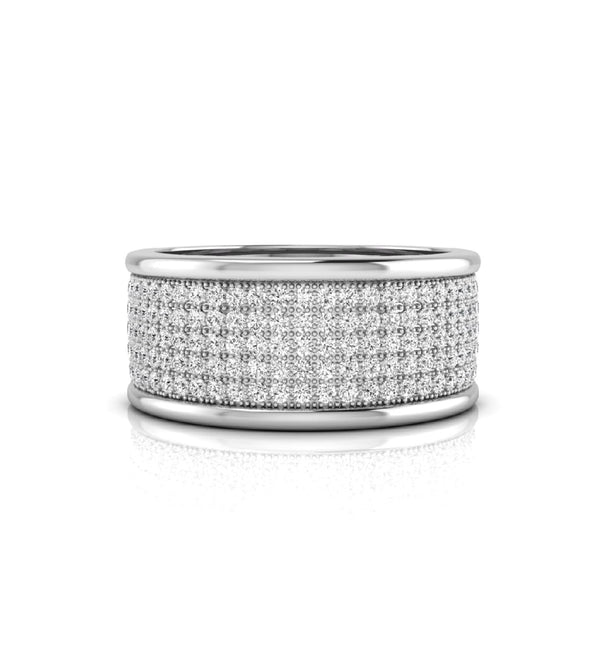 Pave Set Round Moissanite Wide Eternity Wedding Band