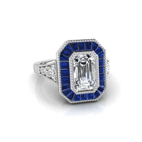 emerald cut CZ stone victorian ring