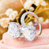 Bypass Shank Two Heart CZ Stone Party Wear Ring