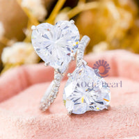 Bypass Shank Two Heart CZ Stone Party Wear Ring