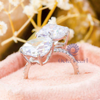 Bypass Shank Two Heart CZ Stone Party Wear Ring