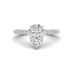 Pear With Round Cut Moissanite Delicate Solitaire Engagement Ring