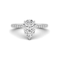 Pear With Round Cut Moissanite Delicate Solitaire Engagement Ring