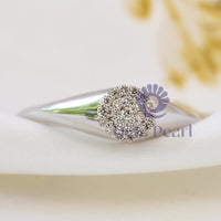 Round Cut Moissanite Signet Simple Daily Wear Women's Ring