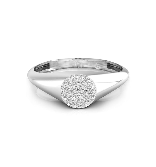 Round Cut Moissanite Signet Simple Daily Wear Women's Ring