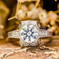 Old European Cut Moissanite Art Deco Edwardian Ring