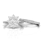 Floral Halo Round Moissanite Bridal Ring Set