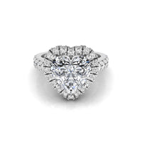 Heart Cut CZ Stone Halo Wedding Ring For Women