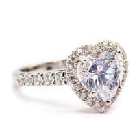 Heart Cut CZ Stone Halo Wedding Ring For Women