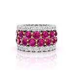 Pink & White Round CZ Stone Wide Eternity Band