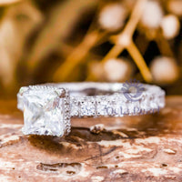 Princess Cut Moissanite Hidden Halo Eternity Ring