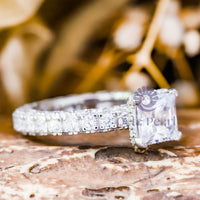 Princess Cut Moissanite Hidden Halo Eternity Ring