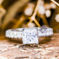 Princess Cut Moissanite Hidden Halo Eternity Ring