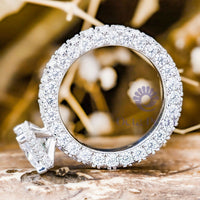 Princess Cut Moissanite Hidden Halo Eternity Ring