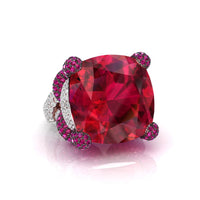 Red Cushion Cut CZ Stone Twisted Intertwined Shank Ring