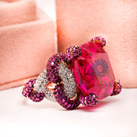 Cushion CZ Stone Twisted Intertwined Shank Ring