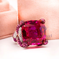 Cushion CZ Stone Twisted Intertwined Shank Ring