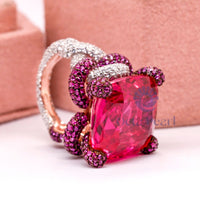 Cushion CZ Stone Twisted Intertwined Shank Ring