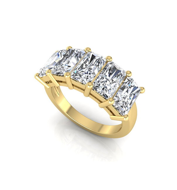 Radiant Cut CZ Five Stone Wedding Promise Ring