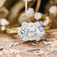 Round Moissanite Two Tone Gold Engagement Ring