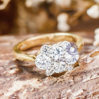 Round Moissanite Two Tone Gold Engagement Ring