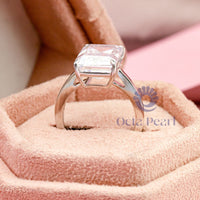 Emerald Cut Moissanite Solitaire Engagement Ring