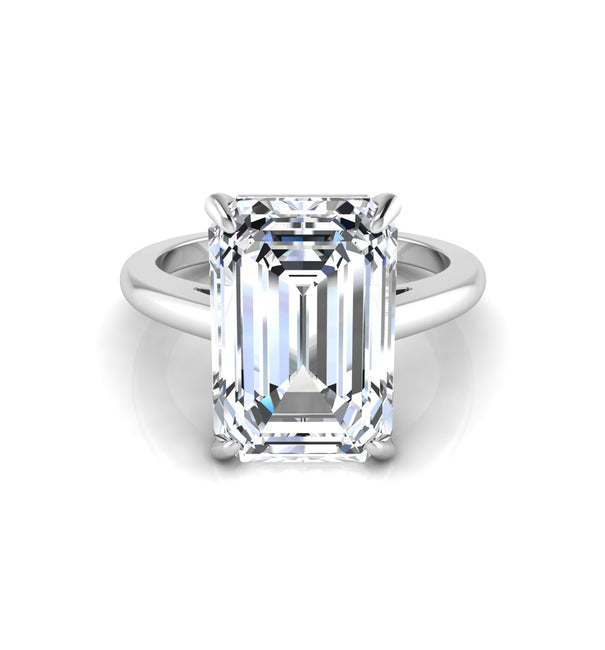 Emerald Cut Moissanite Solitaire Engagement Ring