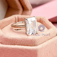 Emerald Cut Moissanite Solitaire Engagement Ring