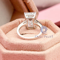 Emerald Cut Moissanite Solitaire Engagement Ring