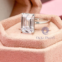 Emerald Cut Moissanite Solitaire Engagement Ring