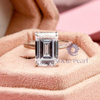 Emerald Cut Moissanite Solitaire Engagement Ring